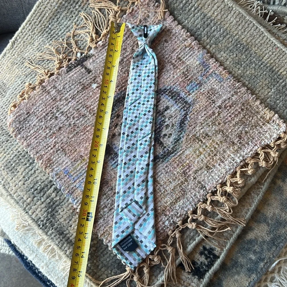 Vintage Kids Awesome Clip-on Tie - Blue, Grey and White